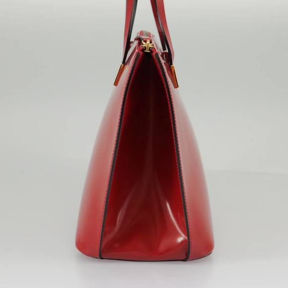 CELINE Hand Bag Patent leather Red Gold Auth 96786 - Picture 4 of 16